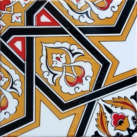 Resim Armada Çini 20x20 Cm SP 72 Sarı Türkmen Yıldızı Kütahya Çini Karo 