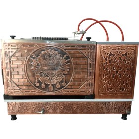 Resim 3 Demlikli Bakır Çay Kazanı Sadece Elektrikli Bakır Çay Semaveri Osmanlı Tuğra Model Çay Makinesi 