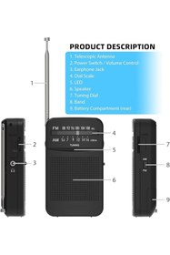 Resim Hobimtek K-263 Taşınabilir Uyumlu Am/fm Radyo Küçük Boy Cep Radyosu Pilli Radyo 
