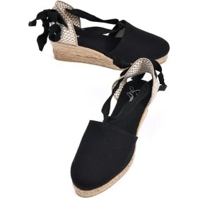 Resim Su Espadril Molly Siyah Kadın Dolgu Topuklu Espadril 