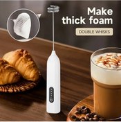 Resim Turcoshop11 Elektrikli Usb Şarjlı El Sütdöver 3 Hız Paslanmaz Çırpıcı Beyaz Yedek Başlıklı Diğer 