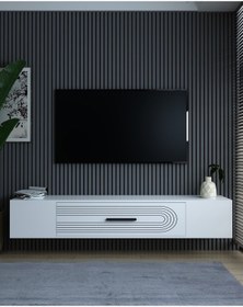 Resim Kodakl3ct Duvara Montaj Tv Sehpası Beyaz-beyaz Beyaz-beyaz 
