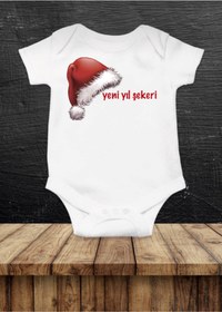 Resim irembaby Yılbaşı Koleksiyonu Unisex Bebek Baskılı %100 Pamuklu Çıtçıtlı Body Zıbın 