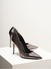 Resim AYAKKABI PRENSİ Kadın Gümüş Stiletto Bronz Stiletto, Topuklu Ayakkabı 