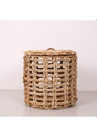 Resim Side Doğal Abaka 33x33 Cm Kapaklı Çamaşır Ve Dekorasyon Sepeti Bej 