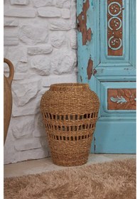 Resim Dekoratif Desenli Vazo Sepet Saksılık 27x57cm 