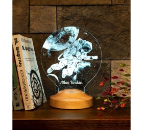 Resim Astronot, Kozmonot, Astronot Hediyesi, Uzay Hediyesi, Kişiye Özel 3D LED Lamba 