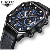 Resim Lige Lüks Deri Kordon Kare Tasarım 3 ATM Su Geçirmez Çok Fonksiyonlu Erkek Kol Saati 