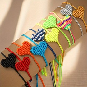 Resim El Yapımı Bohemian Çok Renkli Boncuklu Kalp Charm Bilezikler - Esnek Rahat Fit, Kadınlar İçin, Günlük Kıyafetler, Plaj Tatilleri ve Partiler - Onun İçin Mükemmel Hediye, El Yapımı Takı Aksesuarları 