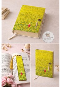 Resim Kitap Kılıfı Ve Metal Kitap Ayracı Seti Ayçiçeği Düşü 