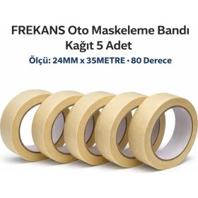 Resim FREKANS Oto Maskeleme Bantı Kağıt 5 Adet .ölçü: 24MM x 35METRE 80 Derece Maskeleme Bandı 