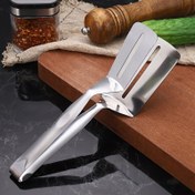 Resim 1 Adet Paslanmaz Çelik Ağır Hizmet Tipi Biftek Maşası & Çevirme Spatulası - Burger, Pizza, Balık, Ekmek için Çift Amaçlı BBQ Mutfak Maşası - Ergonomik Sap, Kaymaz Tutuş, Dayanıklı Metal Yapı, Mutfak Aksesuarları, Fonksiyonel Tasarım, Modern Mutfak Eşyaları, Sağlam Mutfak Gereci 