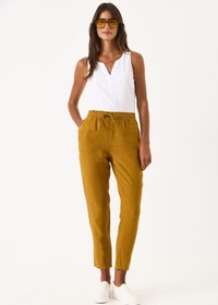 Resim Kadın Alian Beli Lastikli %100 Keten Beach Pantolon - Bakır - BAKIR / XL / 25 