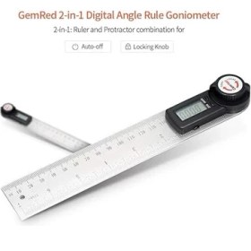 Resim 2'si 1 Arada Dijital Açı Cetveli Gonyometre Açı Ölçer Paslanmaz Çelik Açı Bulucu Eğimölçer Dijital Ekran Açı Cetveli 200 mm Uzunlukta 