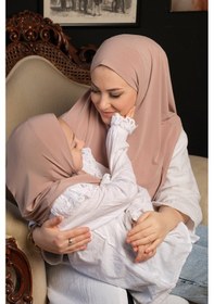 Resim Hürrem Bone Bej Pratik Anne Kız Kombin Tesettür Eşarp Sandy Düz Hijab 230812 12 BEj 