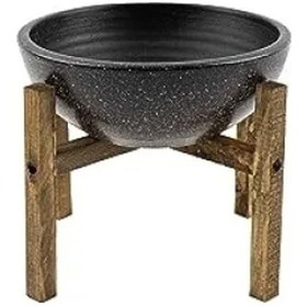 Resim Siyah Granit 20 Cm Çapında 4 Ayaklı Bitki Sunumluk Saksı - 