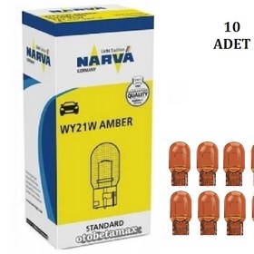 Resim ON ADET NARVA 12V. WY21W (17629) STANDART SARI DİPSİZ AMPUL 