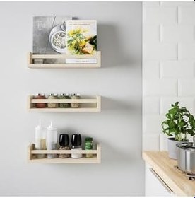 Resim Ikea Bekvam Baharatlık Rafı Duvar Rafı Çerçeve Rafı Kitaplık Ahşap Raf 40X10X9 Cm 