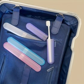 Resim 1 adet Çok Renkli Mat Taşınabilir Diş Fırçası Kılıfı - Dayanıklı Plastik, Seyahat Dostu Tasarım, Diş Fırçası Tutucu ve Bardak ile, Hareket Halinde Diş Bakımı için İdeal, Diş Fırçası Tutucu 
