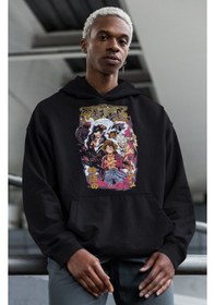 Resim Sevbano One Piece Karakterler Monkey D. Luffy Baskılı Unisex Oversize Ani Siyah 