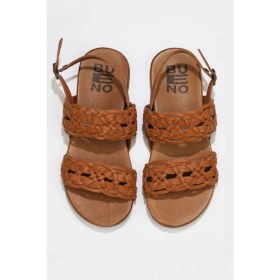 Resim Bueno Shoes Taba Deri Kadın Düz Sandalet 