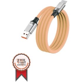 Resim Torima Turuncu 2.4A Type-C Halat Şarj-Data Kablosu 