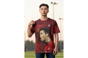 Resim Euro 2024 Ronaldo Portekiz Milli Takım Özel Tasarım Forma Tişörtü 