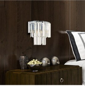 Resim Nilüfer Krom Kristal Taşlı Duvar Lambası Yatak Odası-Yatak Başı-Salon için Aplik Krom 