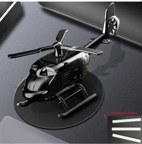 Resim Siyah Araba Koku Difüzörü Süs Güneş Enerjili Helikopter Şekli Dönme Bıçağı Katı Aromaterapi 
