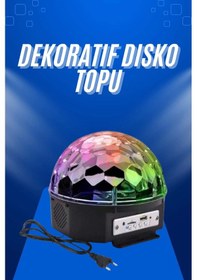 Resim Küre Disko Topu Müzik Çalar Renkli Lazer Işıklı Bluetooth Disko Parti Işığı Kumandalı Çok Renkli 