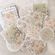 Resim 1 adet 20 Yaprak Fransız Retro Çiçek Desenli Dantel Boş Sınır Dekoratif Not Defteri Malzeme Kağıdı 