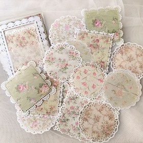 Resim 1 adet 20 Yaprak Fransız Retro Çiçek Desenli Dantel Boş Sınır Dekoratif Not Defteri Malzeme Kağıdı 