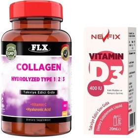 Resim Collagen Kolajen Tip-1-2-3 Hyoluronic 60 Tablet ve Nevfix Vitamin D3 