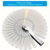 Resim 32'si 1 arada Kalınlık Ölçer Seti, Paslanmaz Çelik, Çift İşaretli Metrik / İnç, 0.015-0.035in / 0.04-0.88mm, Elektronik Alet ve Kalıp İmalatı Boşluk Analizi İçin Kalınlık Ölçüm Aracı 