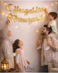Resim Saatistan Hoş Geldin Ramazan Banner ve LED Işık Seti, Süsleme Aksesuarları 