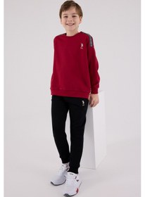Resim U.S. Polo Assn. Lisanslı Erkek Çocuk Alt Üst 2 Parça Eşofman Takımı Us2202 Bordo 