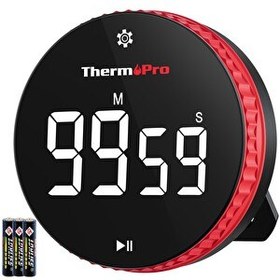Resim ThermoPro TM04 Akıllı Dijital Mıknatıslı Ledli Alarmlı 100dk Profesyonel Kronometre Zamanlayıcı 