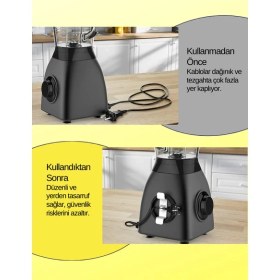 Resim Uqmo - 4'lü Kablo Düzenleyici, (Siyah & Gri) Kablo Tutucu, Kablo Organizer, Kablo Organizatör, Kablo Sabitleyici 