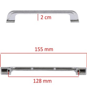 Resim Badem10 Alperen 128 mm Düz Mobilya Mutfak Dolabı Çekmece Dolap Kapak Kulbu Krom Metal Kulp 