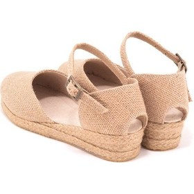 Resim Star Tombis Gerçek Elişi 3cm Arkası Az Açık Hasır Jüt Bantlı Günlük Kadın Espadril Handmade Hasır 