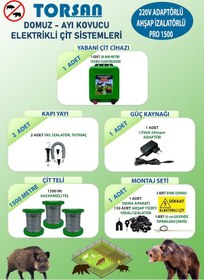 Resim Torsan 220v Adaptörlü Pro 1500 Elektrikli Çit Sistemi Domuz - Ayı Kovucu 1500mt 