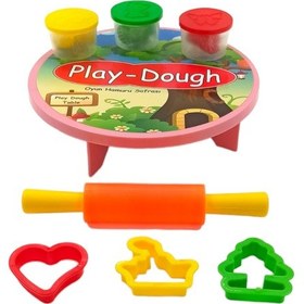 Resim Play Dough Oyun Hamuru Seti Sofralı Merdaneli 3 Renk Hamurlu 