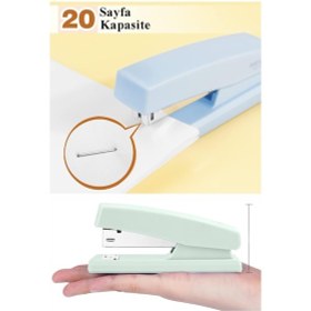 Resim Açık Mavi Zımba Makinesi 24/6 1 Adet Fixpoint P-4529 Pastel Renkler Büyük Zımba Makinası Ve Teli 15 20 Sayfa Ofis Büro 