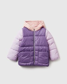 Resim Kız Bebek Mor Logo İşlemeli Kapüşonlu Mont Mor 
