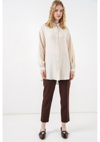 Resim Bigdart Kadın Dokulu Oversize Tunik 5989 - Krem 