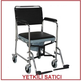 Resim Tekerlekli Hasta Tuvalet Ve Banyo Sandalyesi Transfer Klozetli 