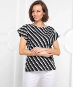 Resim Tolavvano Büyük Beden Resmi Yazlık Bluz 225977166 Siyah 