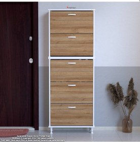 Resim Modilayn Varbi Umay' 2 Li Kapı Önü 72 X193x 25, 5 Cm Lik 5 Düşer Kapak 10 Göz Bölme Raf Ayakkabılık Cordoba - Beyaz 