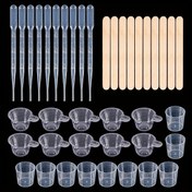 Resim 40 Parça Epoksi Reçine Döküm Kiti: 10 x 30ml Ölçü Kupaları, 10 x Plastik Damlacıkları, 10 x Ahşap Çubukları, 10 x Karıştırma Kupaları - DIY Reçine El Sanatları için Mükemmel Başlangıç 