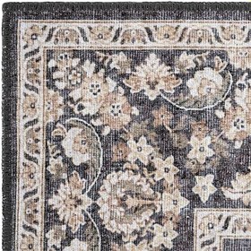Resim Cool Halı Private Siyah Eskitme Vintage Halı Çiçek Desen Dokuma Şönil Halı Yıkanabilir Salon Halısı 